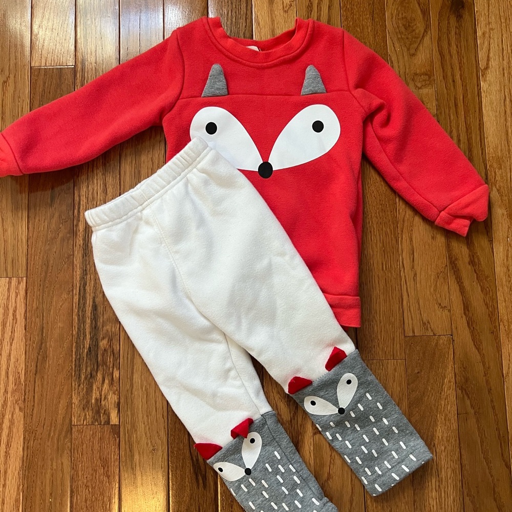Adorable Red and White Fox Kids Matching Set